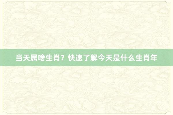 当天属啥生肖？快速了解今天是什么生肖年